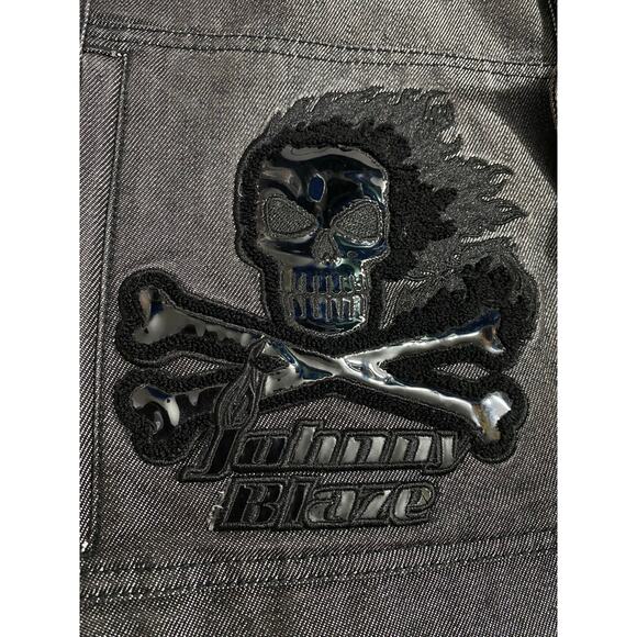 Johnny Blaze Method Man Jean Jacket Flame Skull Black Size XL Vintage Y2K - Picture 12 of 16